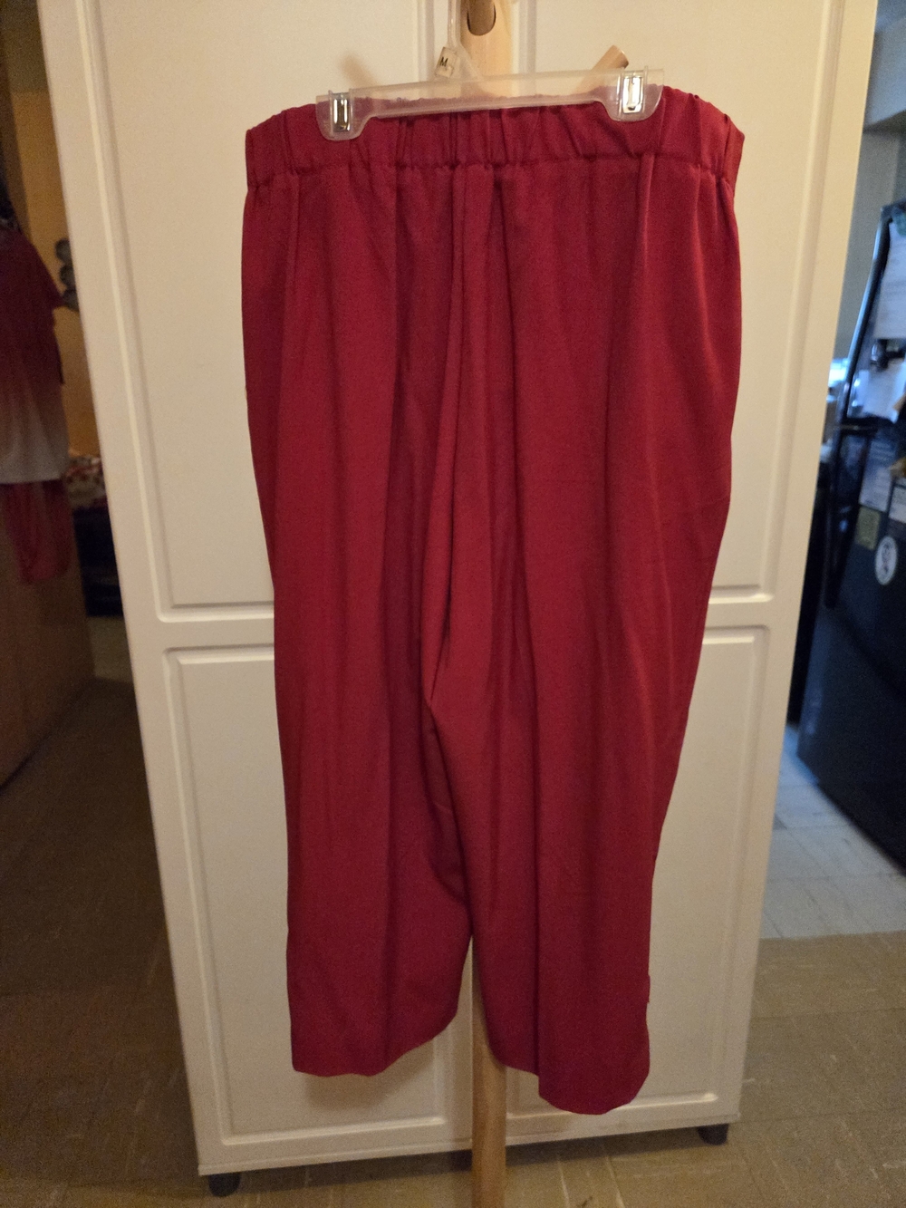 Susan Graver Ruby Red Crop Pant with Side Button Detail - Picture 2 of 7